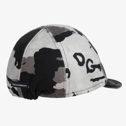 Dolce & Gabbana-قبعة كاموفلاج قطن لون اسود و رمادي للمواليد | Childrensalon Outlet