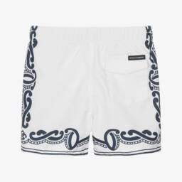 Dolce & Gabbana-شورت سباحة بطبعة باندانا لون أبيض للمواليد | Childrensalon Outlet