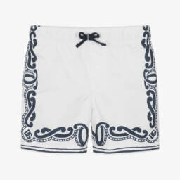 Dolce & Gabbana-شورت سباحة بطبعة باندانا لون أبيض للمواليد | Childrensalon Outlet