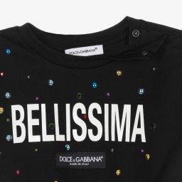 Dolce & Gabbana-Черная футболка для малышек | Childrensalon Outlet