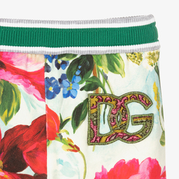 Dolce & Gabbana-جوغرز أطفال بناتي قطن جيرسي لون أزرق بطبعة ورود | Childrensalon Outlet