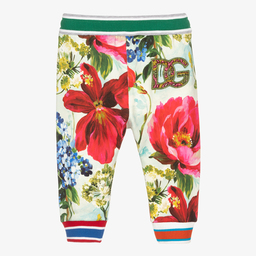 Dolce & Gabbana-جوغرز أطفال بناتي قطن جيرسي لون أزرق بطبعة ورود | Childrensalon Outlet