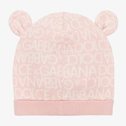 Dolce & Gabbana-Baby Girls Pink Cotton & Cashmere Hat | Childrensalon Outlet