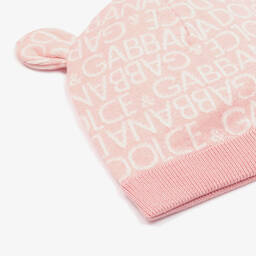 Dolce & Gabbana-Baby Girls Pink Cotton & Cashmere Hat | Childrensalon Outlet