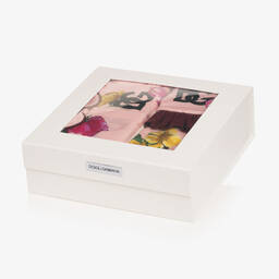 دولتشي آند غابانا-طقم أفرول قطن لون زهري بطبعة ورود للمولودات | Childrensalon Outlet