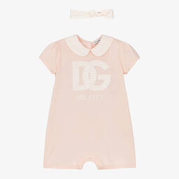 Dolce & Gabbana-Baby Girls Pink Cotton Shortie Set | Childrensalon Outlet
