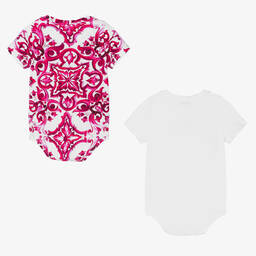 Dolce & Gabbana-Baby Girls Pink Majolica Bodyvest (2 Pack) | Childrensalon Outlet