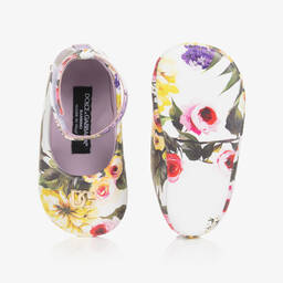 Dolce & Gabbana-Белые пинетки с цветами для малышек | Childrensalon Outlet