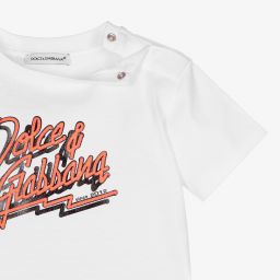 Dolce & Gabbana-Baby Girls White Logo T-Shirt | Childrensalon Outlet