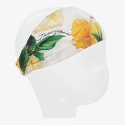 Dolce & Gabbana-Baby Girls Yellow Cotton Rose Headband | Childrensalon Outlet