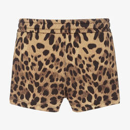Dolce & Gabbana-Beige Cotton Leopard Print Shorts | Childrensalon Outlet