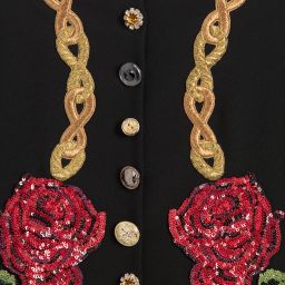 Dolce & Gabbana-Black Embellished Rose Dress | Childrensalon Outlet