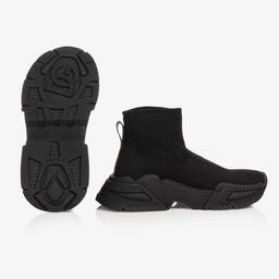 Dolce & Gabbana-Black Knitted Sock Trainers | Childrensalon Outlet