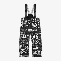 دولتشي آند غابانا-بنطلون تزلج سالوبيت لون أسود وأبيض مبطن بريش للأولاد | Childrensalon Outlet