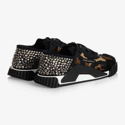 Dolce & Gabbana-Black NS1 Leopard Trainers | Childrensalon Outlet