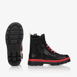 Dolce & Gabbana-Черно-красные кожаные ботинки | Childrensalon Outlet