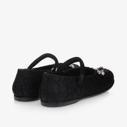 Dolce & Gabbana-Черные атласные туфли с кружевом | Childrensalon Outlet