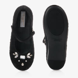 Dolce & Gabbana-Черные атласные туфли с кружевом | Childrensalon Outlet