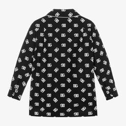 Dolce & Gabbana-Черно-белая хлопковая рубашка с принтом DG | Childrensalon Outlet