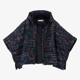 Dolce & Gabbana-Синий утепленный кейп с принтом Algebra | Childrensalon Outlet