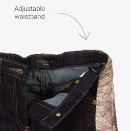 Dolce & Gabbana-Синие джинсы из денима и парчи | Childrensalon Outlet