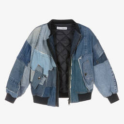 Dolce & Gabbana-Blue Denim Patchwork Bomber Jacket | Childrensalon Outlet