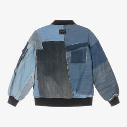 Dolce & Gabbana-Blue Denim Patchwork Bomber Jacket | Childrensalon Outlet