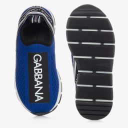 Dolce & Gabbana-Blue Logo Slip-On Trainers | Childrensalon Outlet