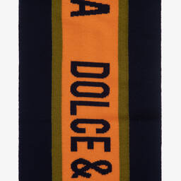 Dolce & Gabbana-Blue & Orange Wool Logo Scarf | Childrensalon Outlet