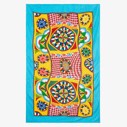 Dolce & Gabbana-Красного-голубое хлопковое полотенце с принтом Carretto (144см) | Childrensalon Outlet