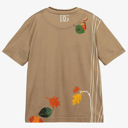 Dolce & Gabbana-Boys Beige Cotton T-Shirt | Childrensalon Outlet