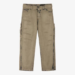 Dolce & Gabbana-Boys Beige Distressed Denim Jeans | Childrensalon Outlet