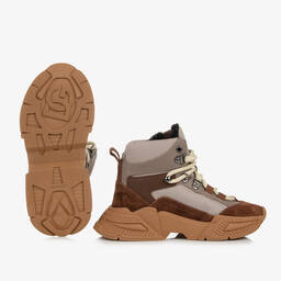 Dolce & Gabbana-Boys Beige Leather Lace-Up Boots | Childrensalon Outlet