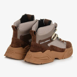 Dolce & Gabbana-Boys Beige Leather Lace-Up Boots | Childrensalon Outlet