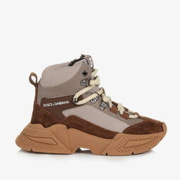 Dolce & Gabbana-Boys Beige Leather Lace-Up Boots | Childrensalon Outlet
