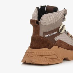 Dolce & Gabbana-Boys Beige Leather Lace-Up Boots | Childrensalon Outlet