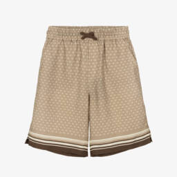 Dolce & Gabbana-Boys Beige Linen Patterned Shorts | Childrensalon Outlet