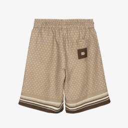 Dolce & Gabbana-Boys Beige Linen Patterned Shorts | Childrensalon Outlet