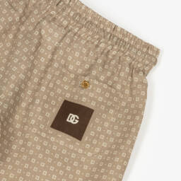 Dolce & Gabbana-Boys Beige Linen Patterned Shorts | Childrensalon Outlet