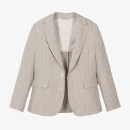  دولتشي آند غابانا-بليزر مقلم كتان لون بيج للأولاد | Childrensalon Outlet