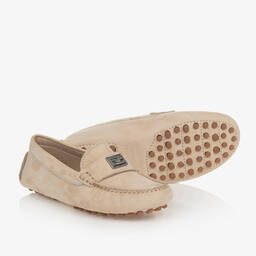 Dolce & Gabbana-Boys Beige Suede Leather Moccasins | Childrensalon Outlet