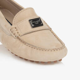 Dolce & Gabbana-Boys Beige Suede Leather Moccasins | Childrensalon Outlet