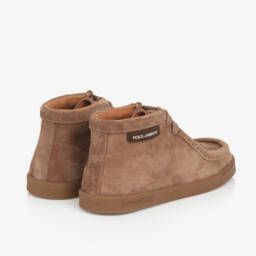  دولتشي آند غابانا-بوت جلد شامواه لون بني | Childrensalon Outlet