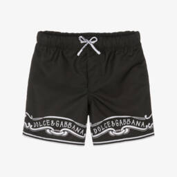 Dolce & Gabbana-Boys Black Bandana Print Swim Shorts | Childrensalon Outlet