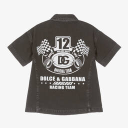 Dolce & Gabbana-Boys Black Cotton Zip Front Shirt | Childrensalon Outlet