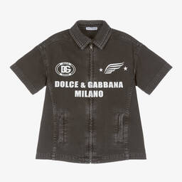 Dolce & Gabbana-Boys Black Cotton Zip Front Shirt | Childrensalon Outlet