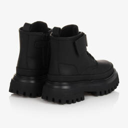 دولتشي آند غابانا-بوت للكاحل جلد لون أسود للأولاد | Childrensalon Outlet