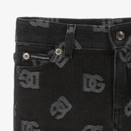 Dolce & Gabbana-Черные джинсы с принтом DG для мальчиков | Childrensalon Outlet