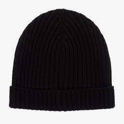 Dolce & Gabbana-Черная вязаная шапка-бини в рубчик | Childrensalon Outlet