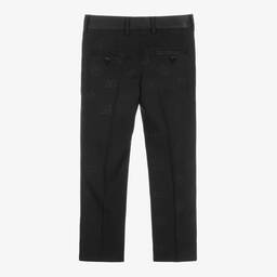 Dolce & Gabbana-Boys Black Wool DG Jacquard Trousers | Childrensalon Outlet
